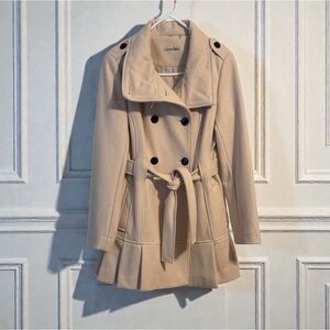 Calvin Klein Women's Tan Double-Breasted Trench Coat - Like New